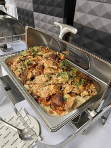 Authentic Arabic Chicken Kabsa with Basmati Rice in Halal Catering Buffet Setup Yorkshire
