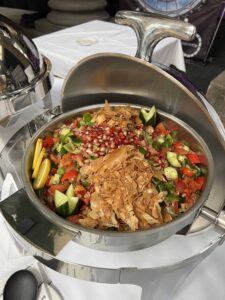 Authentic Arabic Fattoush Salad with Fresh Vegetables, Pomegranate Seeds and Crispy Bread in Halal Catering Buffet Leeds