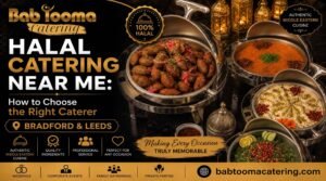 Authentic halal catering buffet with kibbeh, muhammara, baba ghanoush and tabbouleh by Bab Tooma Catering in Bradford and Leeds for weddings, corporate events and private parties.